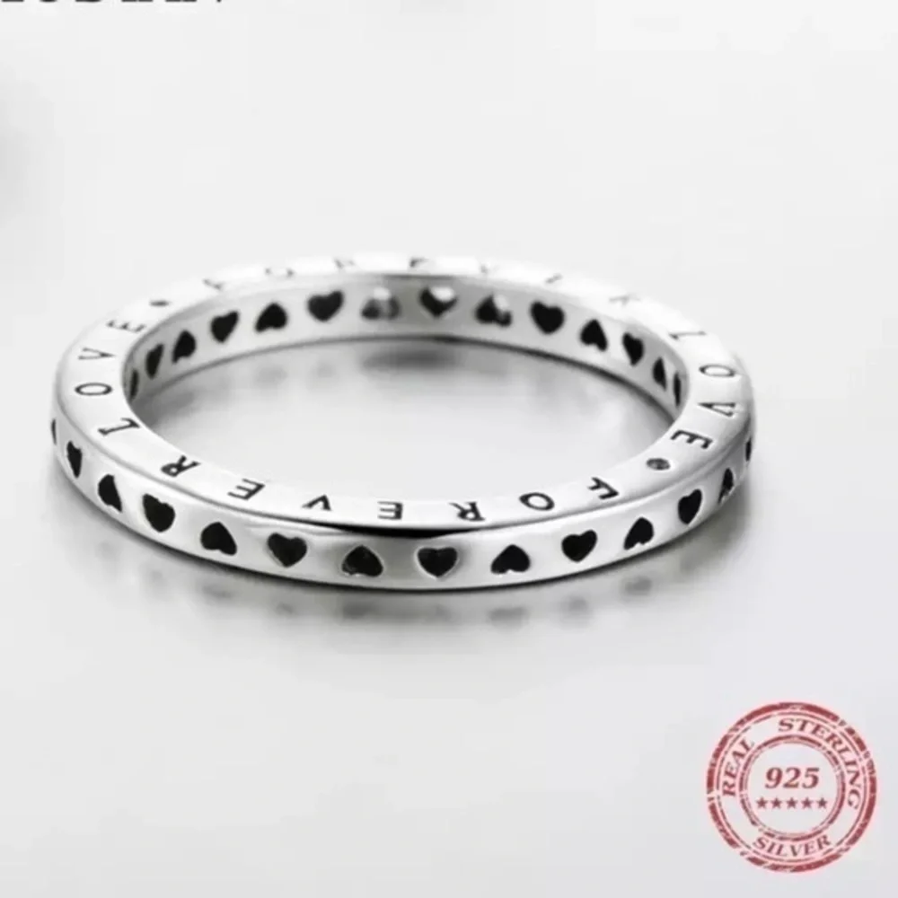 925 Sterling Silver Hollow Hearts Stackable Ring